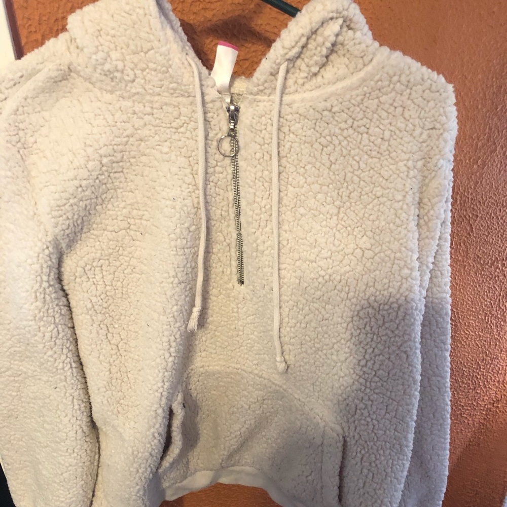 Fuzzy zip up sweater